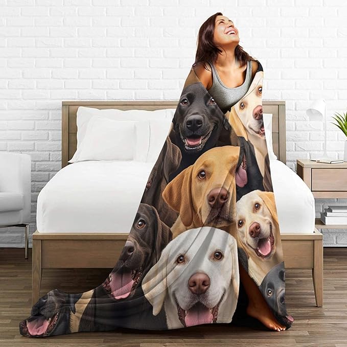 Labrador Retriever Blanket for Girls Boys Chocolate Lab Throw Blankets Soft Cozy Warm Fuzzy Fleece Bedding Flannel Dog Throws Stuffed Animal Gifts for Lovers Kids Men Women Bedroom Decor 50"x40"