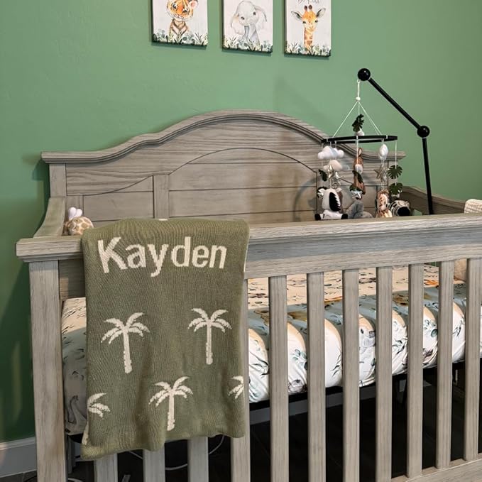 Personalized Icon Pattern Blanket – 100% Organic Cotton Customized Baby Blanket, Custom Name, Crib 36x60, Gift for Baby Shower, Birthday Present, Girls and Boys, Toddlers Kids - Made in America