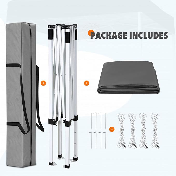EAGLE PEAK 5x5 Pop Up Canopy Tent Instant Outdoor Canopy Easy Set-up Straight Leg Folding Shelter, Gray