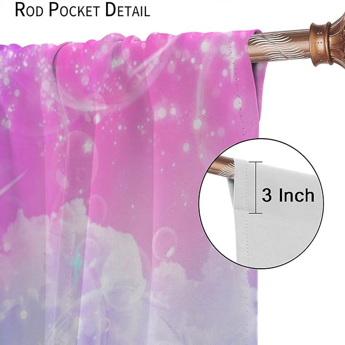 Suitable for Girls Mermaid Curtains, Rainbow Pink Purple Mermaid Tail Fish Scales Fantasy Ocean Print Curtains for Living Room Children Baby Room Nursery, 42x44 Inches