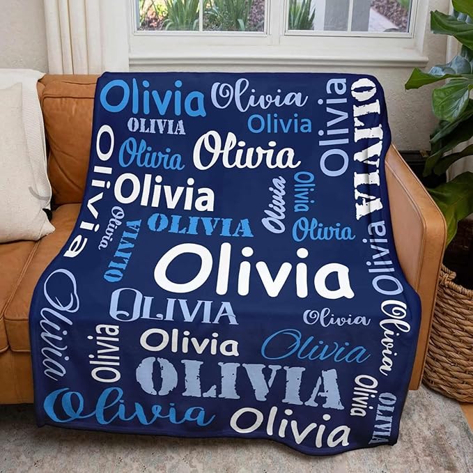 Gudina Personalized Baby Blankets and Throws, Custom Blanket with Name, Personalized Christmas Blanket Gifts for Women Men