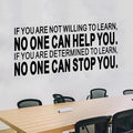 Inspirational Quotes Wall Decals for Office: Motivational Positive Workplace Vinyl Art Wall Stickers - School Classroom Home Wall Decor - If You are Not Willing to Learn 41"X16"