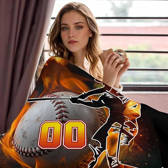Ship Next Day, Personalized Balls Blanket with Name for Boys Girls, Sports Fan Throw Blanket - Basketball, Baseball, Football, Soccer, Custom Gift for Birthday Christmas, Cool for Baby, Kids,Teens
