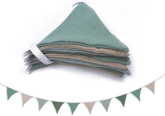 Pennant Banner Flags,Infant and toddler room decoration pennant,for Nursery Decor Baby Birthday Boho Wedding Shower Party Event (Blue-green pink banner)