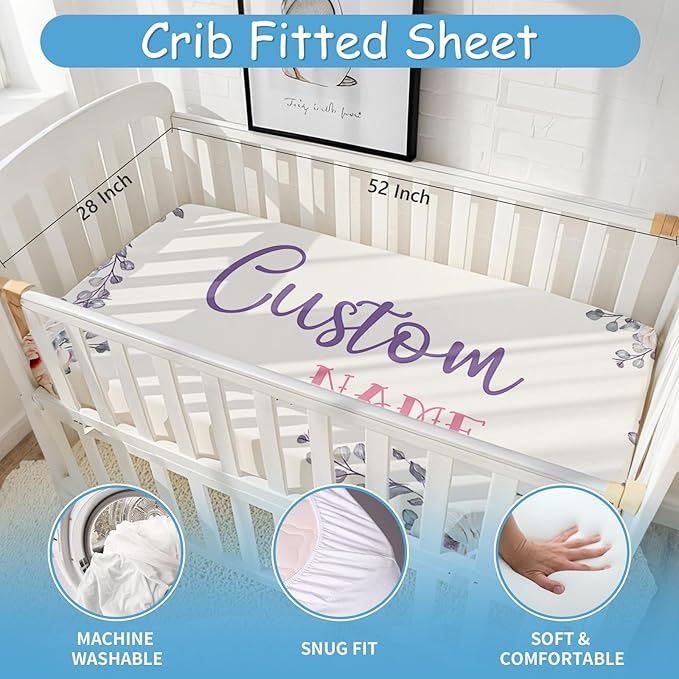 Personalized Crib Bedding Set for Baby Girls Boys, 5 Pcs Rainbow Baby Bedding Crib Sets, Custom Name Baby Crib Set, Newborn, Infant & Toddler Nursery Bedding Set Decor, Customized Gifts