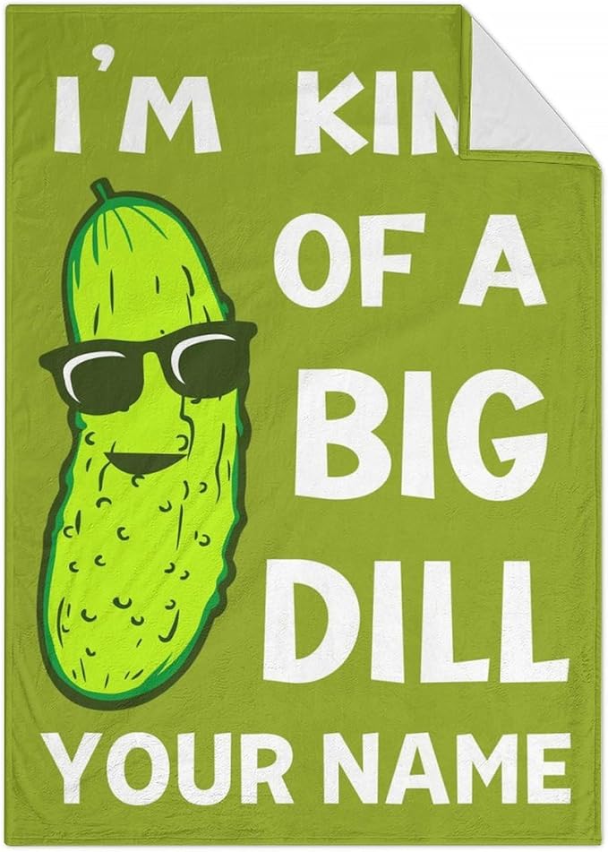 Custom Pickle Throw Blanket for Baby - 30x40 Inches Lap Size - Soft Fluffy Cozy Blankets Gift - Green Funny Blanket Throws for Couch, Work