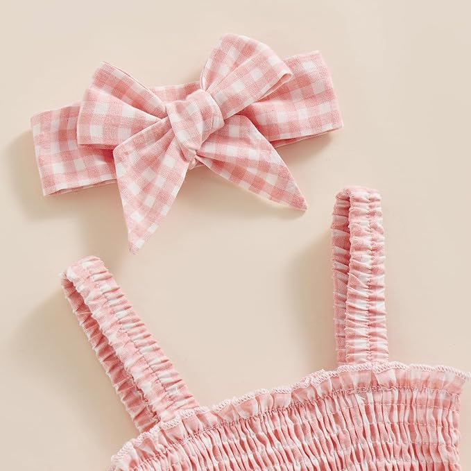 Newborn Baby Girl Bodysuit Sleeveless Halter Frill Romper One-piece Jumpsuit with Headband Summer Clothes Set