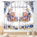 Bear Curtains for Kids Room, Baby Boys Girls Cute Lovely Bear Watercolor Floral Blue Window Drapery Treatments for Living Room Bedroom Nursey Toddler Classroom 2 Panels, 84"x63" Inch