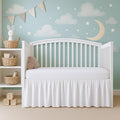 Cottington Lane White Infrant Crib Bed Skirt Dust Ruffle with Split Corner, 100% Natural Cotton Nursery Crib Toddler Bedding Skirt for Baby Girls or Boy, Fits Standard Cribs 28" x 52" with 14" Drop