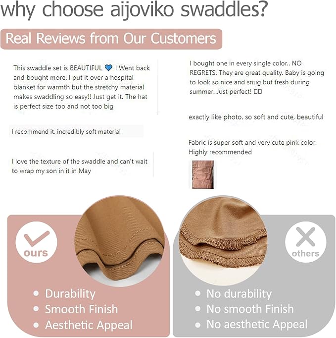 Newborn Swaddle Blanket with Hat Set Baby Swaddle Set Hospital Receiving Blankets for Girls Boys(Copper,35"*35")