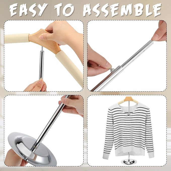 Soaoo Flexible Shoulder Stand Adjustable T Shirt Display Beige Coat Hanger Stand Portable Hanging Clothing Display Rack Garment Coat Holder for Retail Vendor, Height 16-27.9 Inch(4 Pcs)