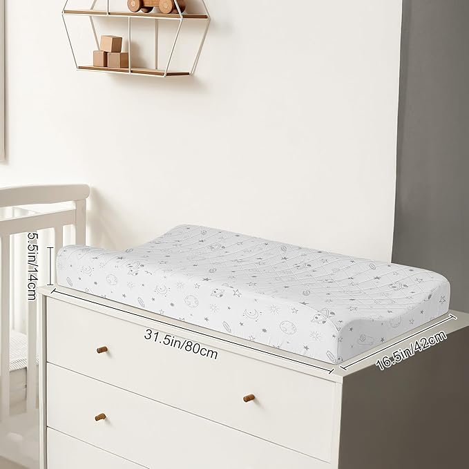 FIOBEE Changing Pad Cover Waterproof 2 Pack Quilted Diaper Change Table Sheets Breathable & Ultra Soft for Newborn Baby Boys Girls Fitted Changer Pads 32"x 16", Blue & Gray