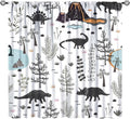 Funny Dinosaur Curtains Cute Dino Cartoon Animals Abstract Aesthetics Art Print for Kids Girls Boys Bedroom Living Room Rod Pocket Decoration Window Drapes 2 Panels W27.5xL63in