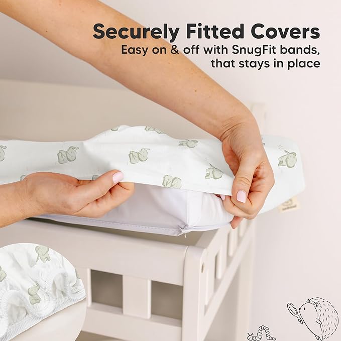 2-Pack Baby Changing Pad Cover for Girl, Boy - 32x16 Soft Viscose Derived from Bamboo Baby Diaper Changing Table Pad Cover Sheets, Neutral, Snug Fit Nursery Diaper Change Sheets (Elly)