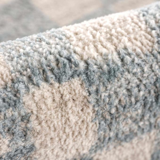 Hauteloom Benjy Living Room, Bedroom Area Rug - Farmhouse - Cream, Silver Blue - 5'3" x 7'