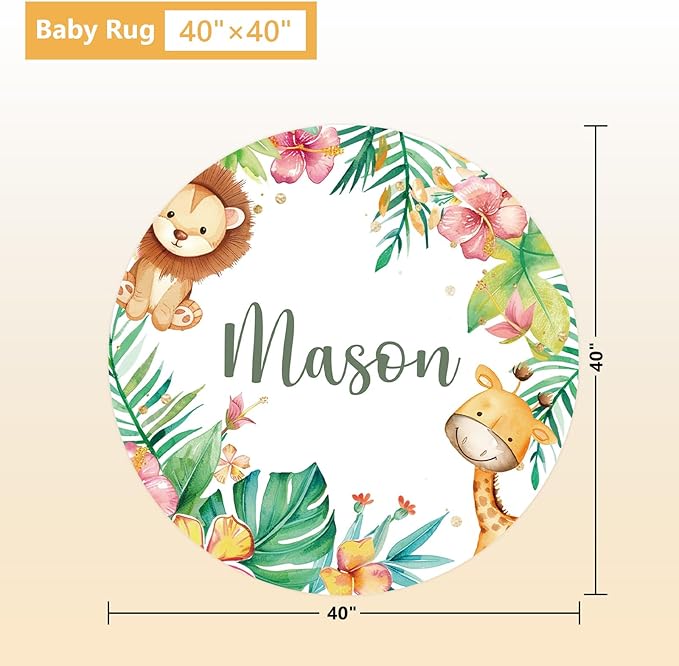 Personalized Baby Bedding Set, 5 Pcs Custom Name Baby Crib Sets, Safari Animal Crib Bedding Set for Baby Boys Girls, Double Layer Flannel Nursery Bedding Set, Toddlers Infants Customized Gifts