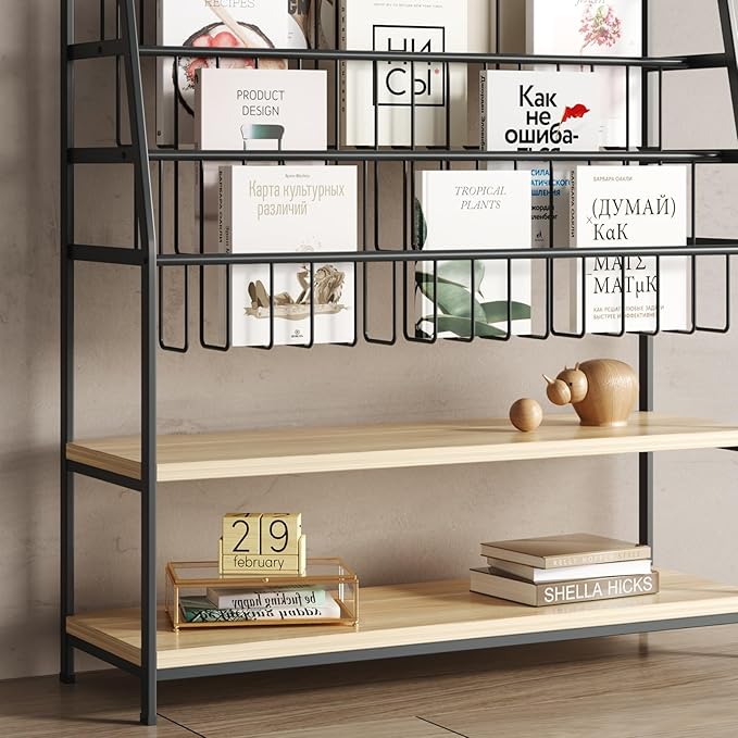 Metal Kids Bookshelf and Toy Storage Organizer,6 Tier Toddler Bookcase,Magazine Rack Floor, Book Shelf for Kids Rooms Classroom Nursery Living Room Office (Black, L:39.4")