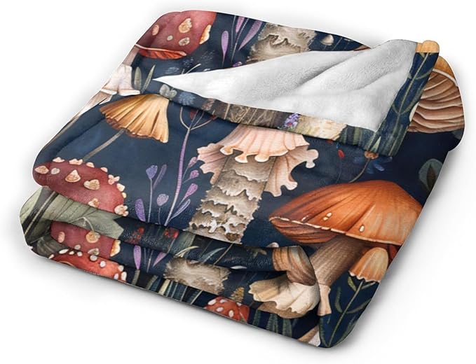Tijuboni Mushroom Throw Blanket Mushroom Gifts for Girls Women Boys Men Kids Adults Soft Flannel Fleece Blanket for Couch Sofa Bed Home Decor 40"x50"