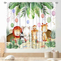 Jungle Safari Animals Curtains, Cartoon Animals Lion Giraffe Elephant Woodland Tropical Leaf Green Window Drapery for Kids Boys Girls Baby Living Room Bedroom Nursery 2 Panels, 42"x45" Inch