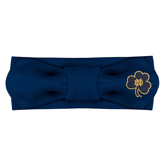 Creative Knitwear Notre Dame Fighting Irish Infant Girls Navy Solid Hair Knot Headband Embroidered Logo - Size Newborn - 4T