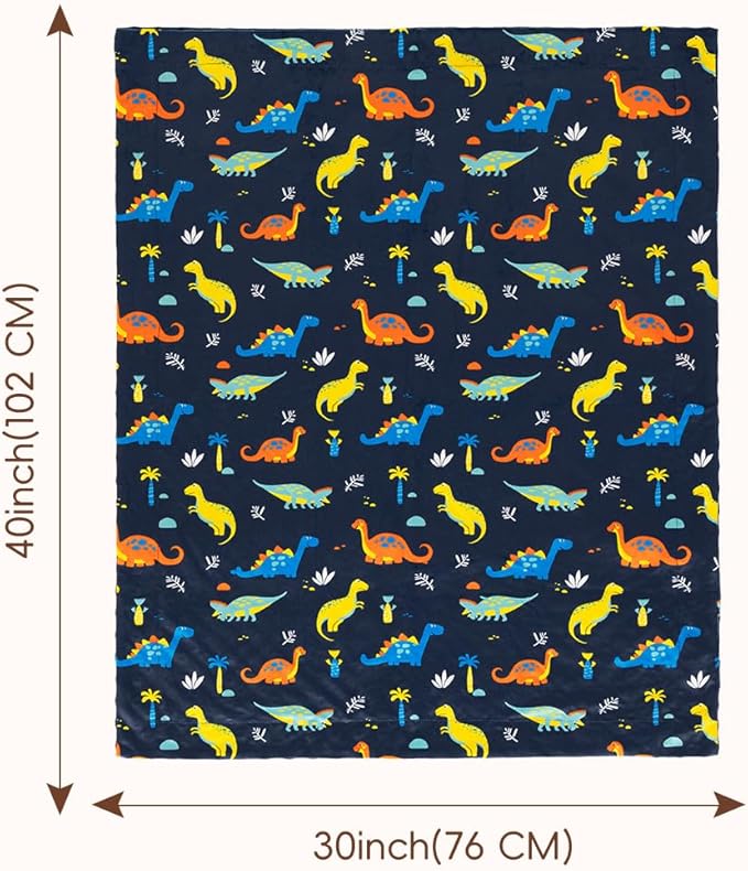 david's kids Micro Fleece Minky Baby Blanket for Boys with Double Layer and Soothing Raised Dots, Breathable and Soft Lightweight Receiving Blanket for Newborns, 30x40 Inches, Dinosaur