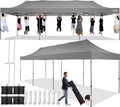 COBIZI 10x30 Pop up Canopy Tent 10x30 Canopy No Sidewall Waterproof Heavy Duty Commercial for Parties Outdoor Garden Gazebo Tent, Carry Bag with Wheel(10x30ft No Sidewalls, Gray)