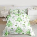 Feelyou Merry Christmas Comforter Set All Season Cute Snowman Bedding Set with 2 Pillow Cases Cartoon Bowknot Microfiber Kids Queen Bedclothes Christmas Tree Duvet Quilt Breathable Soft Lightweight