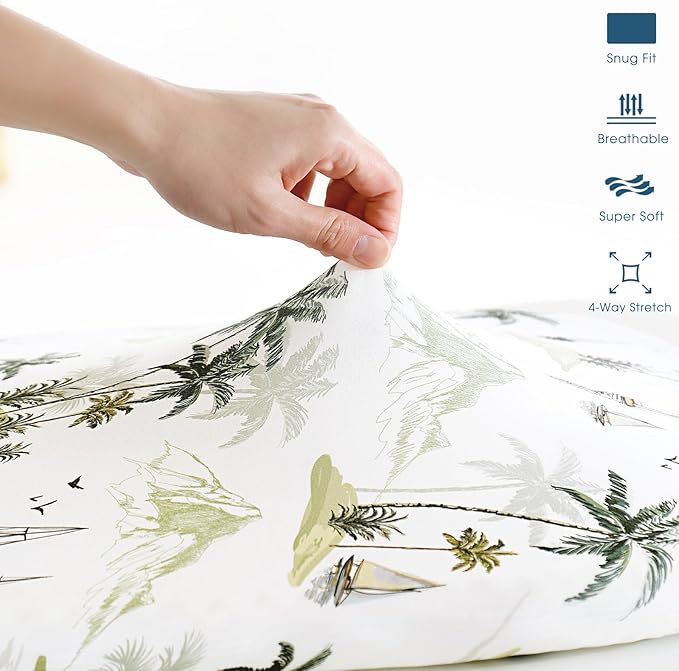 GRSSDER Stretchy Ultra Soft Fitted Bassinet Sheet Set 2 Pack, Universal Fit for Bassinets Baby Cradle Moses Basket Oval Rectangle Mattress Safe and Snug, Sunny Holiday Stylish Print