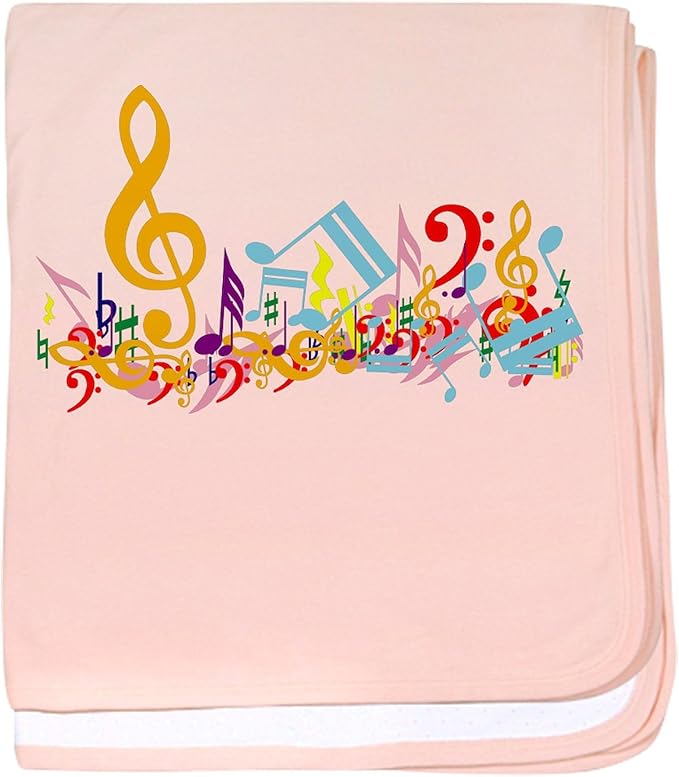CafePress Colorful Musical Notes Baby Blanket, Super Soft Newborn Swaddle