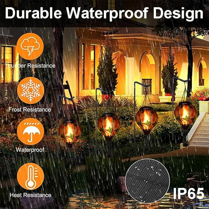Hot Air Balloon Solar Lantern with Flickering Flame, Glass Hanging Garden Lights Outdoor Waterproof for Tree Yard Patio Mother's Day Gift, 18" H Hummingbird-Red