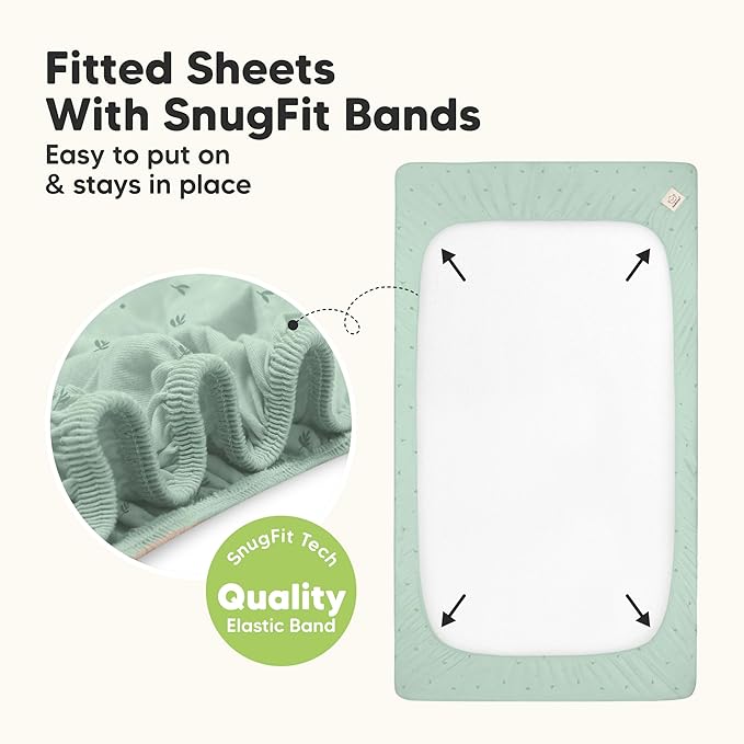 2-Pack Waterproof Baby Crib Sheets for Boys, Girls - 52x28 Viscose Derived from Bamboo Toddler Bed Sheet Neutral, Fitted Crib Mattress Protector Cover for Baby Bedding, Soft & Gentle (Beach Day)