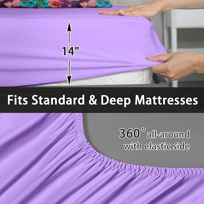 7 Pcs King Size Comforter Set with 2 Pillowcases & 2 Shams, Sugar Galaxy Bedding for Kids and Adults, Vintage Skeleton Flower Bed in a Bag with Flat Fitted Sheet