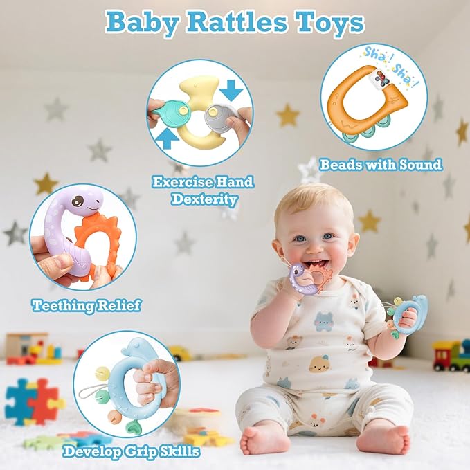 Crib Mobiles for Babies with Music, Rotatable Baby Mobile for Crib with Projection, Timing Function and Baby Rattles Toy, Baby Crib Toys Hanging for Boys Girls 3-12 Months (Blue)