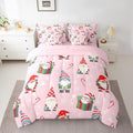 Feelyou Christmas Gnomes King Comforter Set with Sheets for Kids Boys Girls Cute Snowflakes Candy 7 Pieces Bedding Set Santa Claus Bed in a Bag Reversible Xmas Pink Decor Room Decor Soft Lightweight