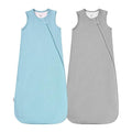 Supersoft Rayon Made from Bamboo Sleep Sack 3-6 Months Newborn Sleep Sack 0-3 Months 0.5 Tog Baby Wearable Blanket with 2-Way Zipper Summer Unisex Sleeping Bag for Babies (2 Pack) Blue & Gray
