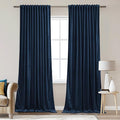 StangH Navy Blue Velvet Blackout Curtains 90 inches Long, Back Tab Privacy Sliding Door Drapes Thermal Insulated Noise Reducing Window Drapes for Living Room, W62 x L90, 2 Panels
