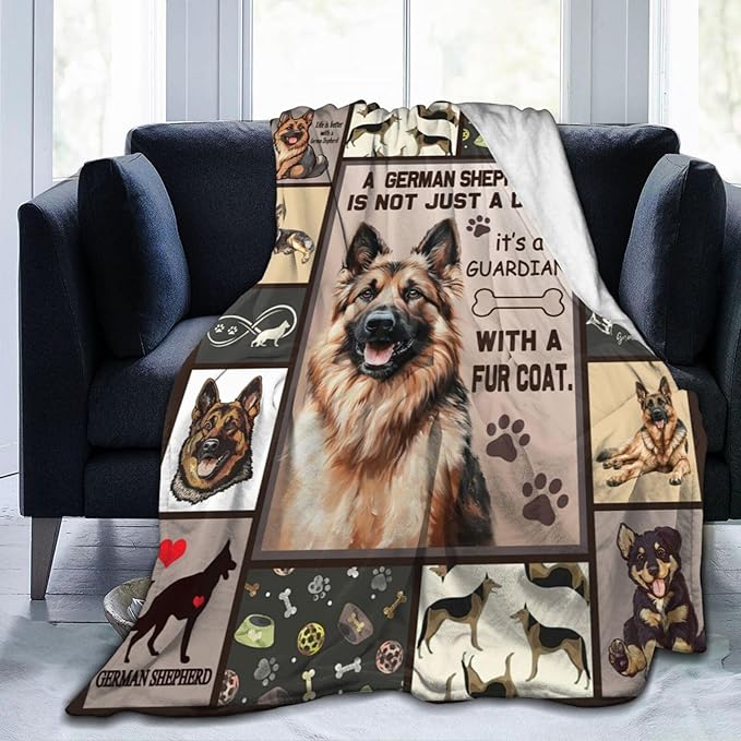 German Shepherd Decor Blanket German Shepherd Gifts Throw Blanket Super Soft Flannel Lightweight Fluffy Plush Fuzzy Fleece Blanket for Dog Lover Girl Woman Boys Kids Adults Man for Bed Sofa 40"X50"