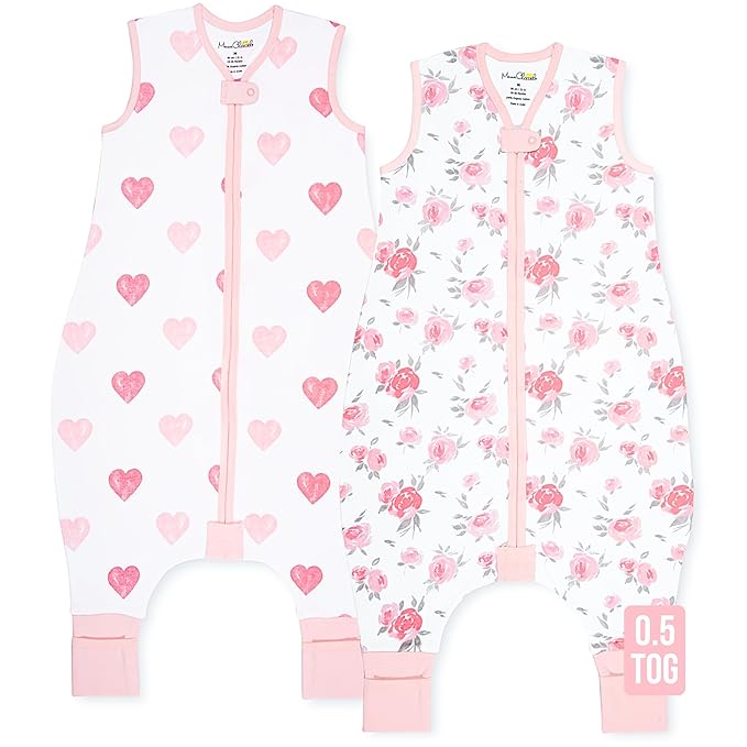 Mama Cheetah Toddler Sleep Sack with Feet 3T-4T, 0.5 TOG Organic Cotton Baby Wearable Blankets with Legs, Baby Sleeping Bag for Walkers, Early Walker Large