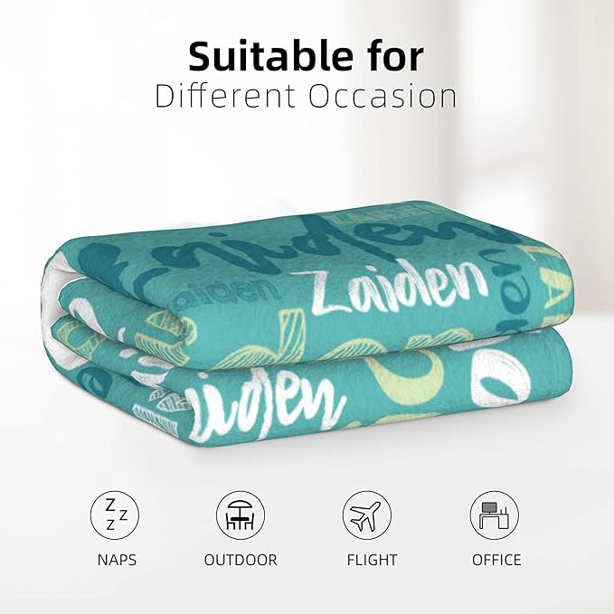 Dr.TOUGH Personalized Blankets with Name Customized Baby Blankets for Girls Boys Adults Personalized Name Blanket for Kids Adults (Mint Green,60''×80'')