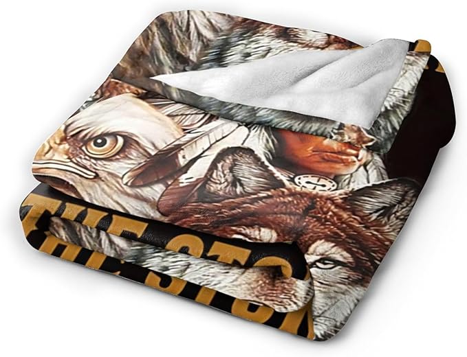 Tijuboni Native American Throw Blanket Indian Wolf Eagle Gifts for Women Men Girls Boys Kids Adults Soft Flannel Fleece Blanket for Couch Sofa Bed Home Decor 40"x50"