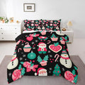 Feelyou Christmas Decor Comforter Set Full Size Pink Santa Claus Bedding Set for Kids Boys Girls New Year Gift Duvet Quilt Snowman Bedroom Decor Microfiber 3 Pcs with 2 Pillow Cases