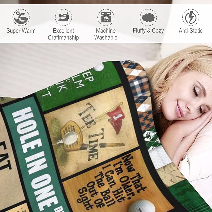 Golf Blanket Gifts for Golf Lovers Golf Throw Blanket for Women Men Adults Soft Warm Cozy Fleece Blanket for Couch Sofa Bed 40"x50"