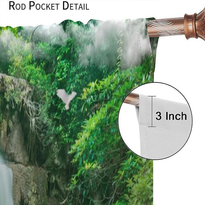 Scenery Waterfall Blackout Curtains, China Country Landscapes Nature Pattern Window Drapes, for Bedroom Living Room 42" W X 63" L