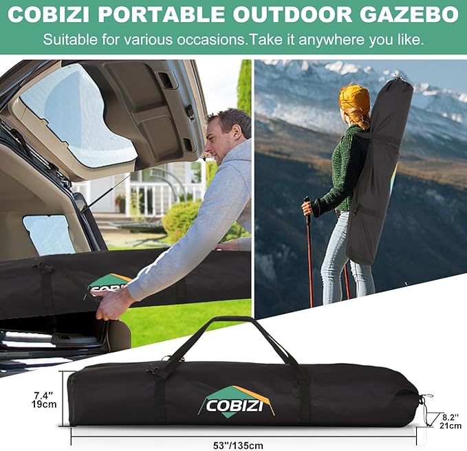 COBIZI 6x6 Pop up Gazebo Tent on Clearance, Ez up Waterproof Screen Tent Screen House with 3 sidewalls,Portable Outdoor Canopy with Carry Bag & Ground Stakes for Camping,Garden and Picnics, Khaki