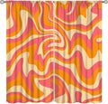 Abstract Wavy Swirl Curtains,60s 70s Groovy Aesthetic Retro Boho Orange Pink Abstract Curtains for Girls Bedroom Living Room Window 42"" W X 54"" L, Style-2