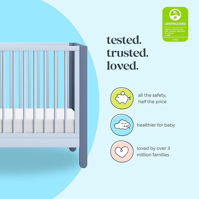 Carter's by DaVinci Marisol 4-in-1 Convertible Crib in Cove Blue/Powder Blue, GREENGUARD Gold Certified
