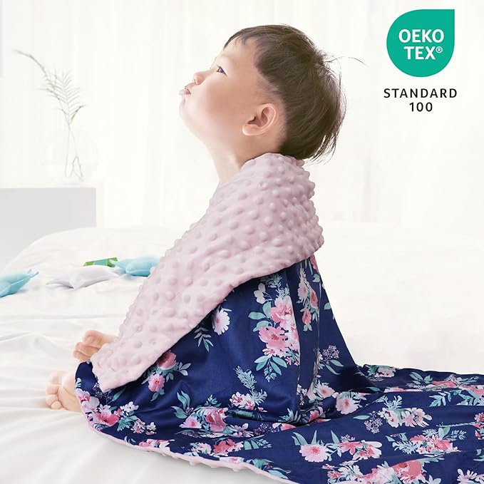 david's kids Micro Fleece Minky Baby Blanket for Girls with Double Layer and Soothing Raised Dots, Breathable and Soft Lightweight Receiving Blanket for Newborns, 40x50 Inches, Navy Floral