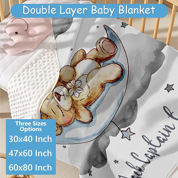 Personalized Baby Crib Bedding Set with Name, 5 Pcs Grey Bear Baby Crib Set for Infants Toddlers, Double Layer Nursery Bedding, Infant Toddler Newborns Customized Gifts, Crib Accessories