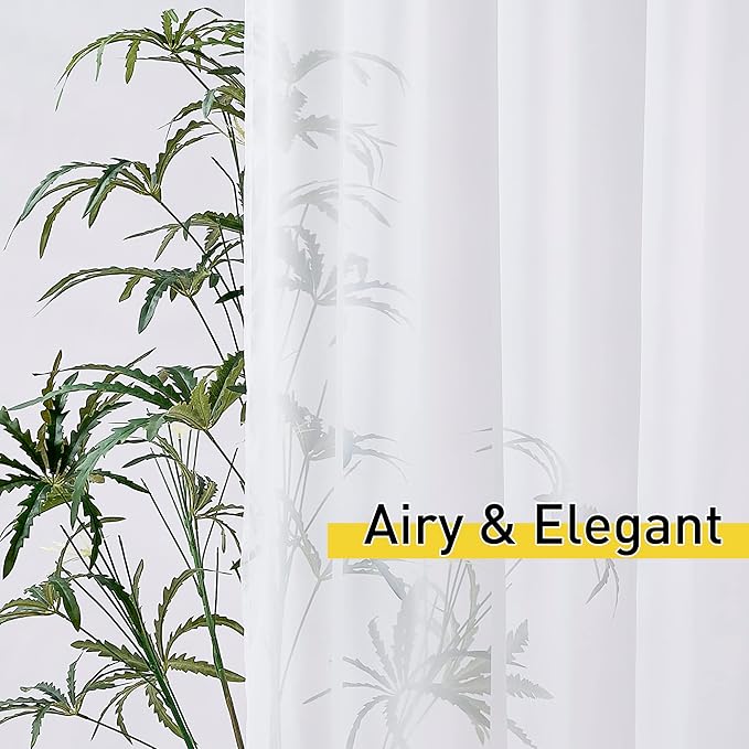 NICETOWN 2 Panels Patio Sheer Curtains Waterproof, Rustproof Grommet Voile Sheer Quick Dry Lightweight Elegant Indoor/Outdoor Drapes with Light Filtering for Living Room, W84 x L120, White