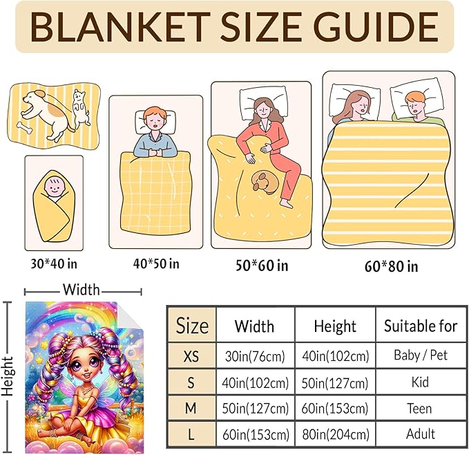Girls Blanket Gift, Fairy Throw for Toddler Kids 40x50 Inches Soft Cozy Cute Decor Throw Blankets for Sofa Couch Bed Travel Cute Daughter Gift